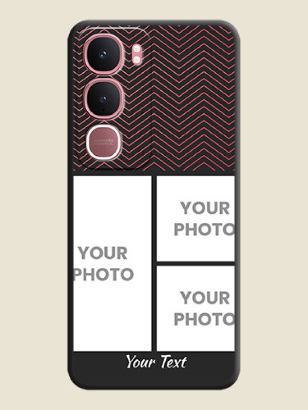Custom Wave Pattern with 3 Image Holder On Space Black Custom Soft Matte Mobile Back Cover - Vivo Y31 5G - alternate view