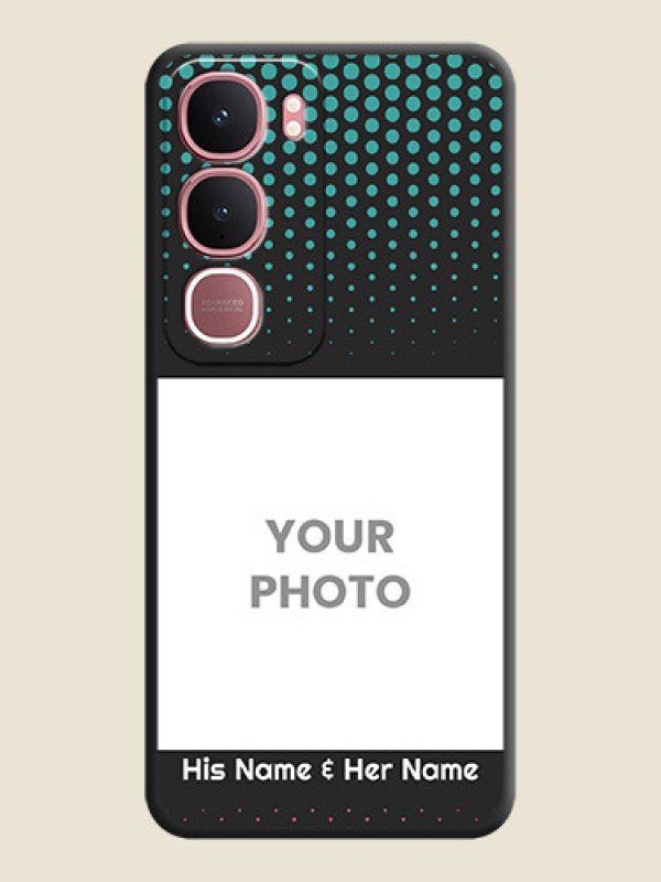 Custom Faded Dots with Grunge Photo Frame and Text On Space Black Custom Soft Matte Mobile Back Cover - Vivo Y31 5G - alternate view