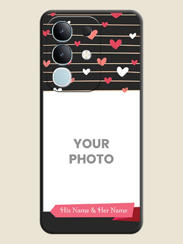 Custom Love Pattern with Name on Pink Ribbon on Photo On Space Black Custom Soft Matte Mobile Back Cover - Vivo Y31 Pro 5G - alternate view