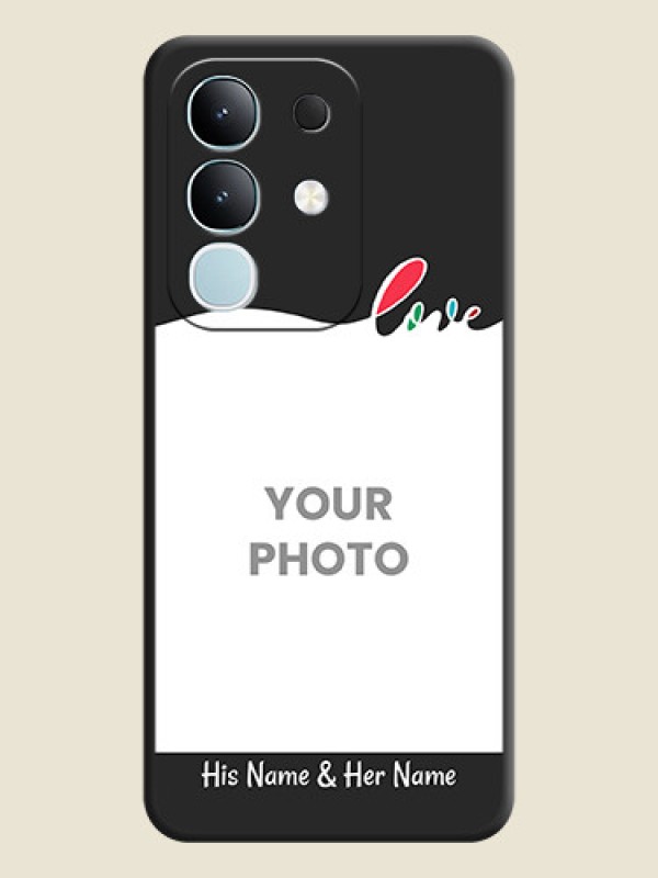 Custom Fall in Love Pattern with Picture on Photo On Space Black Custom Soft Matte Mobile Back Cover - Vivo Y31 Pro 5G - alternate view