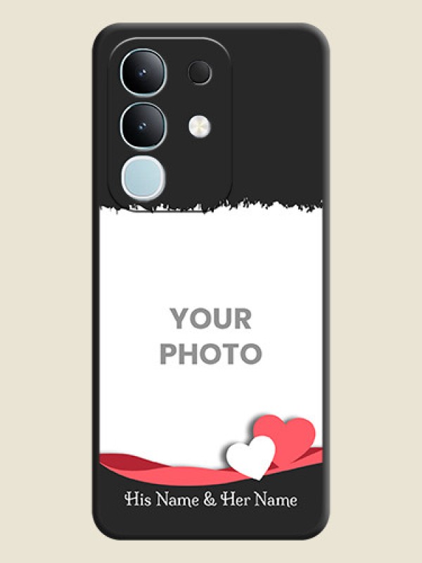 Custom Pin Color Love Shaped Ribbon Design with Text On Space Black Custom Soft Matte Mobile Back Cover - Vivo Y31 Pro 5G - alternate view