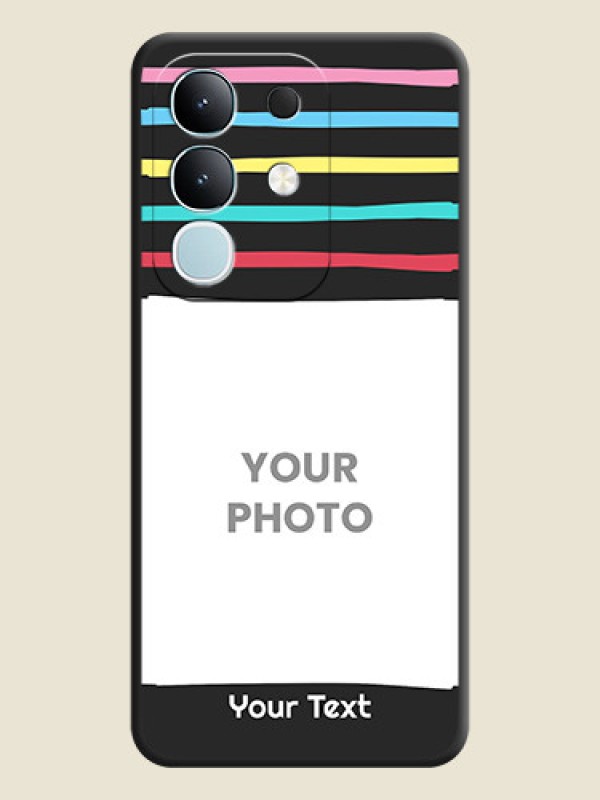 Custom Multicolor Lines with Image On Space Black Custom Soft Matte Mobile Back Cover - Vivo Y31 Pro 5G - alternate view