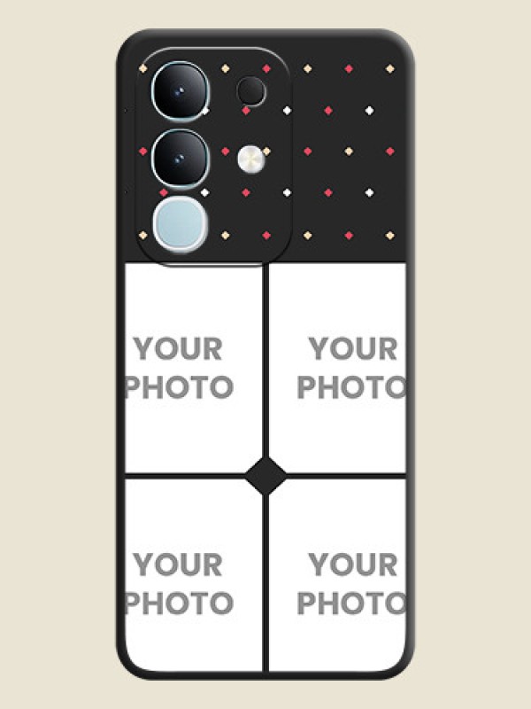 Custom Multicolor Dotted Pattern with 4 Image Holder On Space Black Custom Soft Matte Mobile Back Cover - Vivo Y31 Pro 5G - alternate view