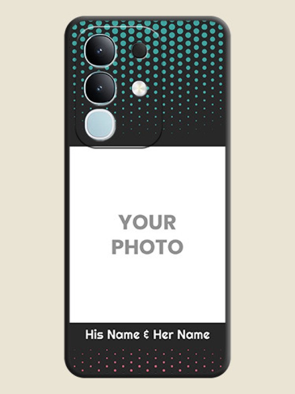 Custom Faded Dots with Grunge Photo Frame and Text On Space Black Custom Soft Matte Mobile Back Cover - Vivo Y31 Pro 5G - alternate view