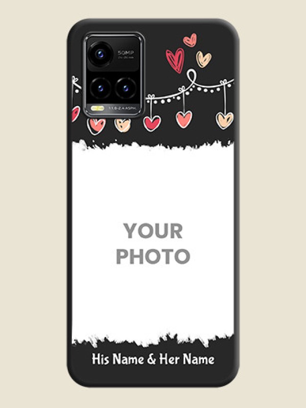 Custom Pink Love Hangings with Name on Space Black Custom Soft Matte Phone Cases - Vivo Y33s - alternate view