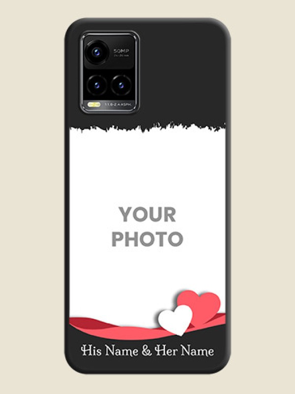 Custom Pin Color Love Shaped Ribbon Design with Text on Space Black Custom Soft Matte Phone Back Cover - Vivo Y33s - alternate view