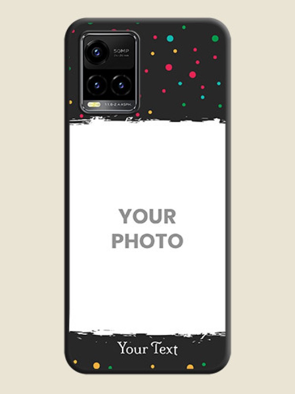 Custom Multicolor Dotted Pattern with Text on Space Black Custom Soft Matte Phone Back Cover - Vivo Y33s - alternate view