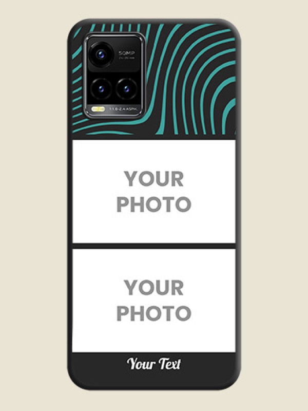 Custom Wave Pattern with 2 Image Holder on Space Black Personalized Soft Matte Phone Covers - Vivo Y33s - alternate view