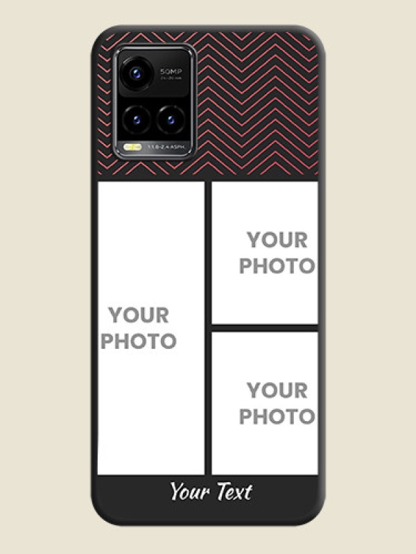 Custom Wave Pattern with 3 Image Holder on Space Black Custom Soft Matte Back Cover - Vivo Y33s - alternate view