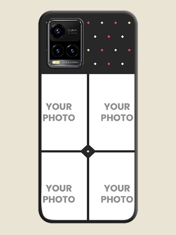 Custom Multicolor Dotted Pattern with 4 Image Holder on Space Black Custom Soft Matte Phone Cases - Vivo Y33s - alternate view