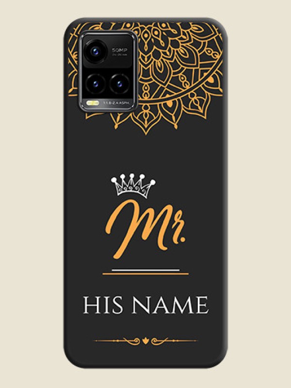Custom Mr Name with Floral Design  on Personalised Space Black Soft Matte Cases - Vivo Y33s - alternate view