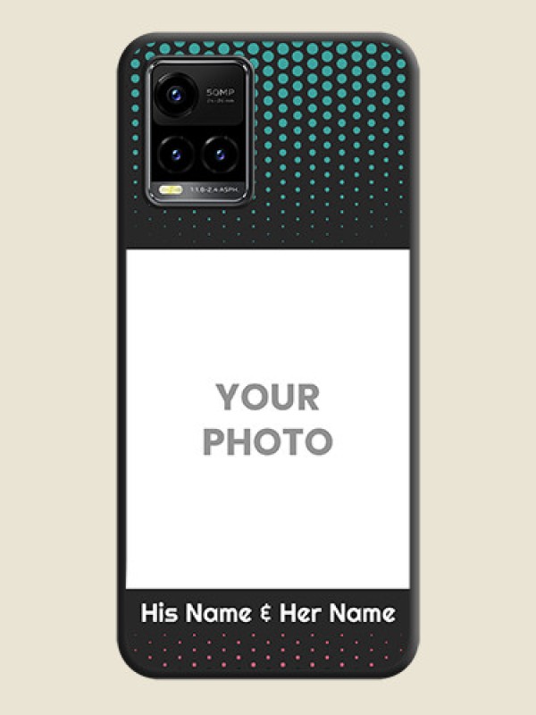 Custom Faded Dots with Grunge Photo Frame and Text on Space Black Custom Soft Matte Phone Cases - Vivo Y33s - alternate view