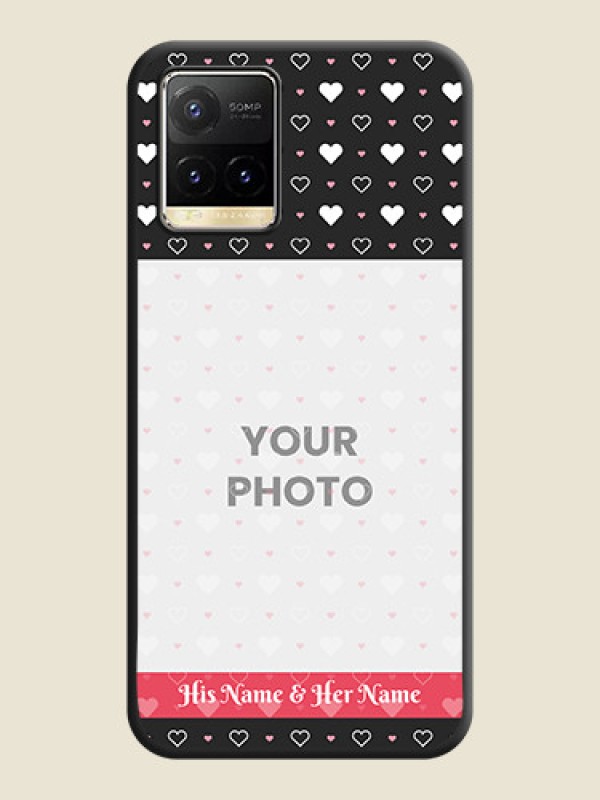 Custom White Color Love Symbols with Text Design on Photo on Space Black Soft Matte Phone Cover - Vivo Y33T - alternate view