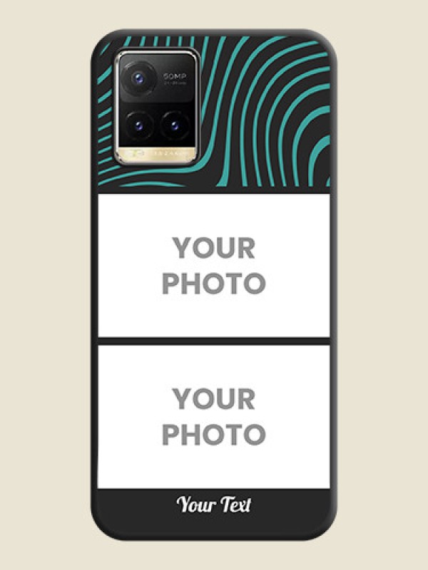 Custom Wave Pattern with 2 Image Holder on Space Black Personalized Soft Matte Phone Covers - Vivo Y33T - alternate view