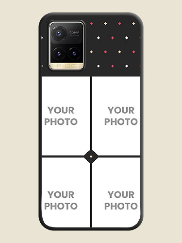 Custom Multicolor Dotted Pattern with 4 Image Holder on Space Black Custom Soft Matte Phone Cases - Vivo Y33T - alternate view