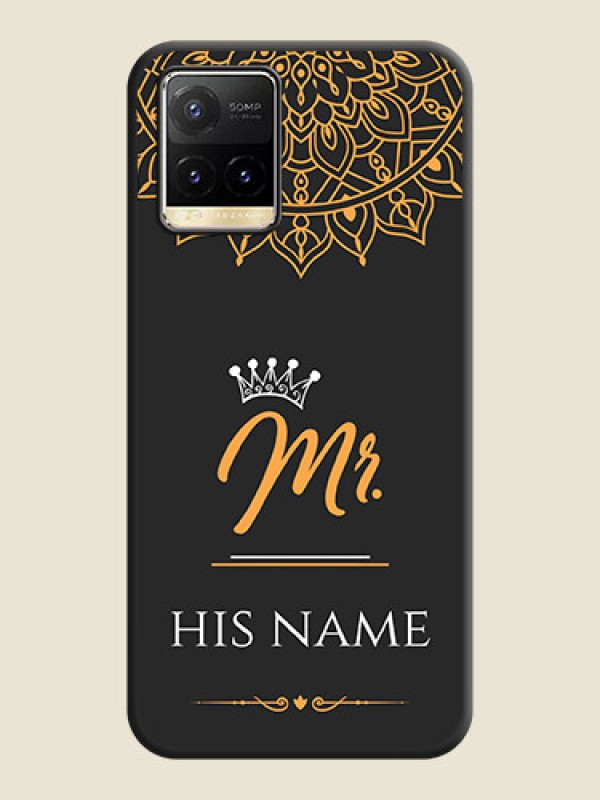 Custom Mr Name with Floral Design  on Personalised Space Black Soft Matte Cases - Vivo Y33T - alternate view