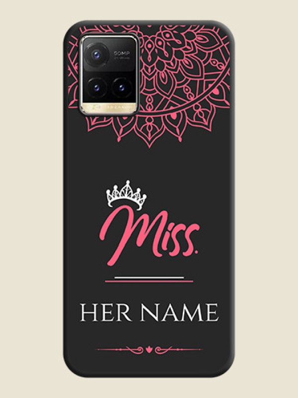 Custom Mrs Name with Floral Design on Space Black Personalized Soft Matte Phone Covers - Vivo Y33T - alternate view