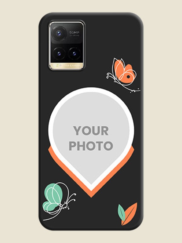 Custom Upload Pic With Simple Butterly Design On Space Black Personalized Soft Matte Phone Covers -Vivo Y33T - alternate view