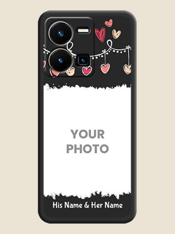 Custom Pink Love Hangings with Name on Space Black Custom Soft Matte Phone Cases - Vivo Y35 - alternate view