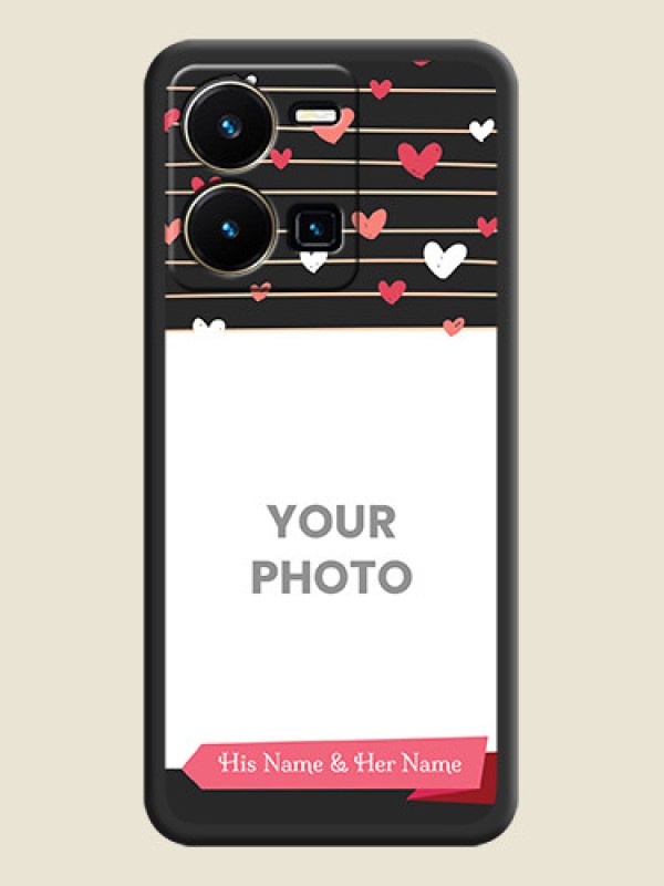 Custom Love Pattern with Name on Pink Ribbon  on Photo on Space Black Soft Matte Back Cover - Vivo Y35 - alternate view
