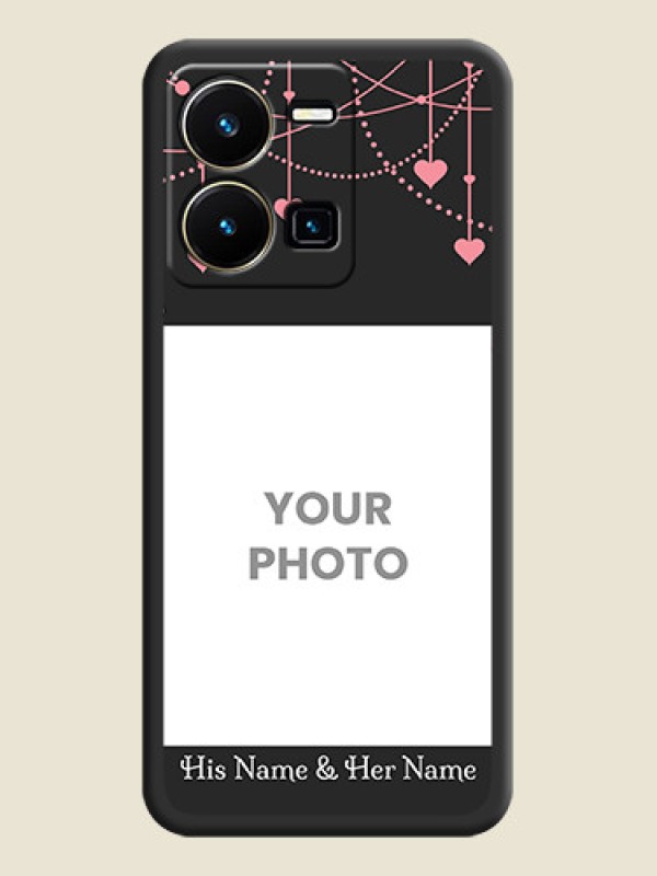 Custom Pink Love Hangings with Text on Space Black Custom Soft Matte Back Cover - Vivo Y35 - alternate view