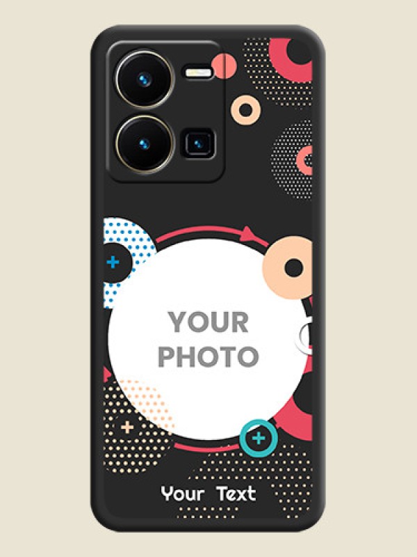 Custom Multicoloured Round Image on Personalised Space Black Soft Matte Cases - Vivo Y35 - alternate view