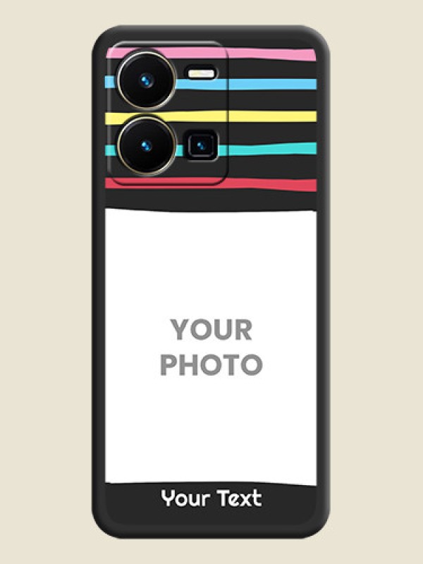 Custom Multicolor Lines with Image on Space Black Personalized Soft Matte Phone Covers - Vivo Y35 - alternate view