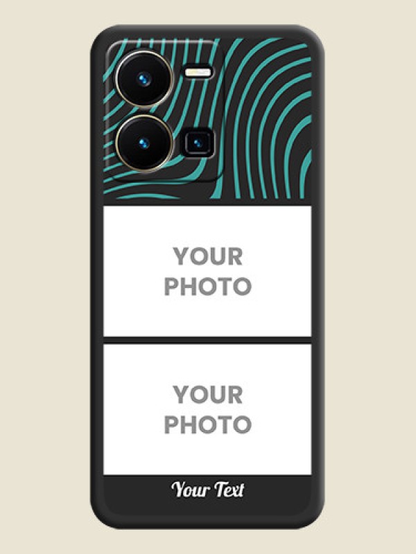 Custom Wave Pattern with 2 Image Holder on Space Black Personalized Soft Matte Phone Covers - Vivo Y35 - alternate view