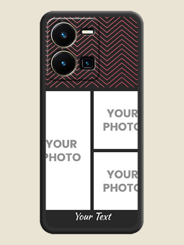 Custom Wave Pattern with 3 Image Holder on Space Black Custom Soft Matte Back Cover - Vivo Y35 - alternate view