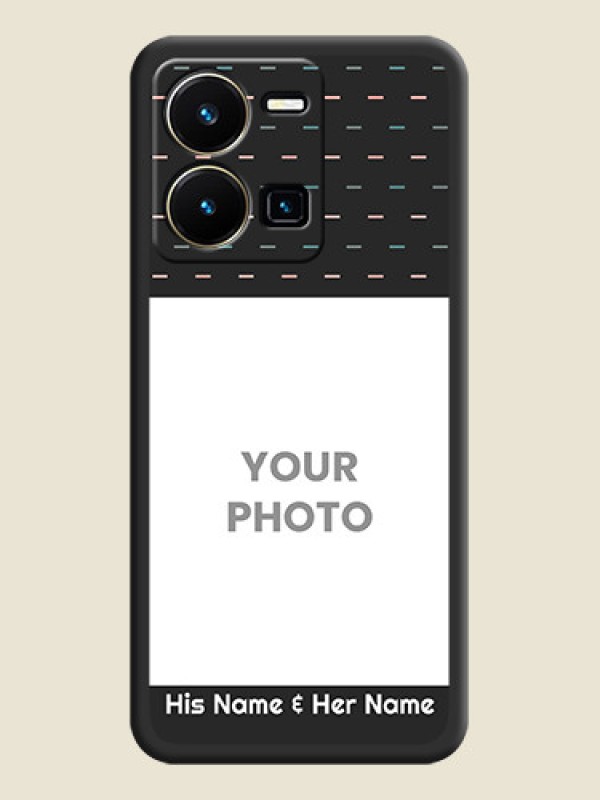 Custom Line Pattern Design with Text on Space Black Custom Soft Matte Phone Back Cover - Vivo Y35 - alternate view