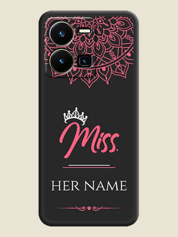 Custom Mrs Name with Floral Design on Space Black Personalized Soft Matte Phone Covers - Vivo Y35 - alternate view