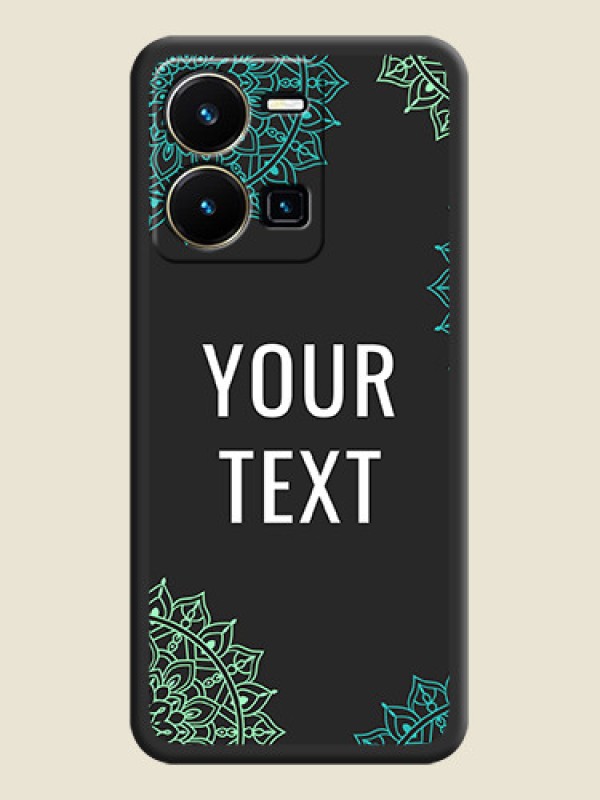 Custom Your Name with Floral Design on Space Black Custom Soft Matte Back Cover - Vivo Y35 - alternate view