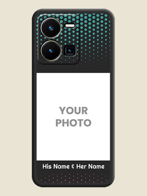 Custom Faded Dots with Grunge Photo Frame and Text on Space Black Custom Soft Matte Phone Cases - Vivo Y35 - alternate view
