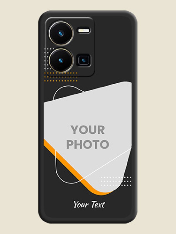 Custom Yellow Triangle on Photo on Space Black Soft Matte Phone Cover - Vivo Y35 - alternate view