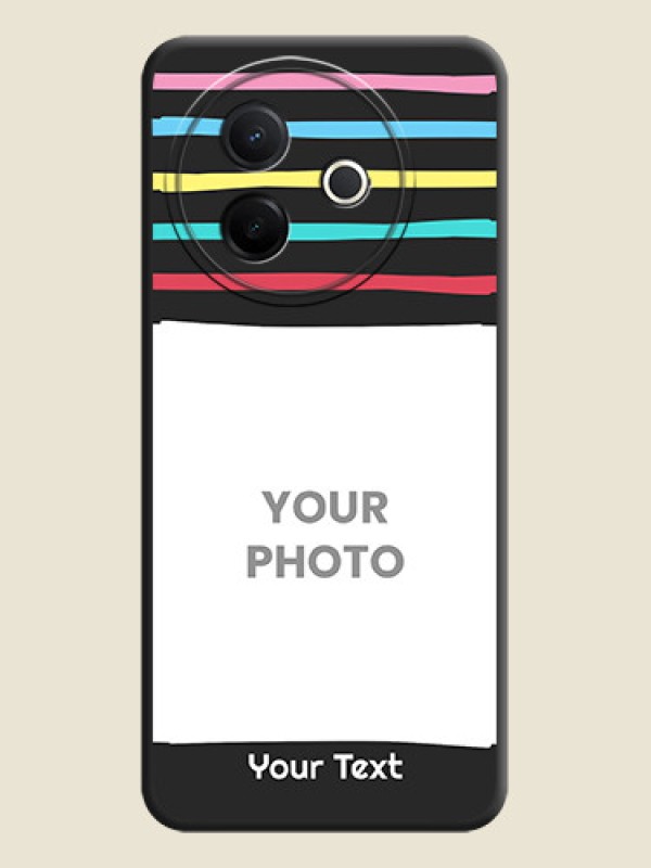 Custom Multicolor Lines with Image On Space Black Custom Soft Matte Mobile Back Cover - Vivo Y39 5G - alternate view