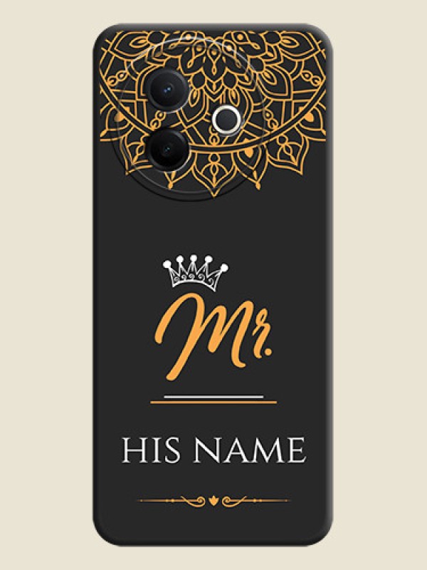 Custom Mr Name with Floral Design On Space Black Custom Soft Matte Mobile Back Cover - Vivo Y39 5G - alternate view