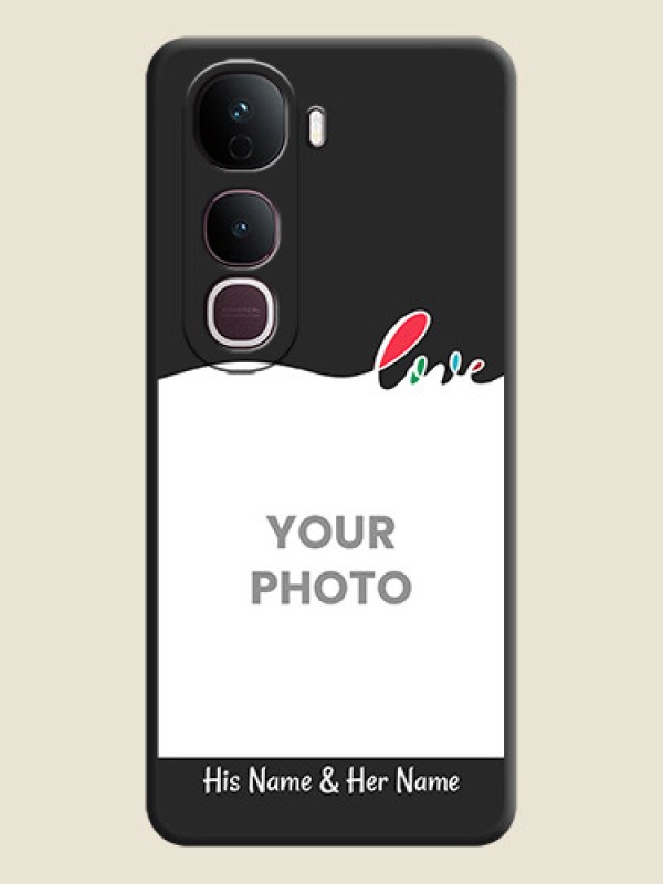 Custom Fall in Love Pattern with Picture on Photo On Space Black Custom Soft Matte Mobile Back Cover - Vivo Y400 Pro 5G - alternate view