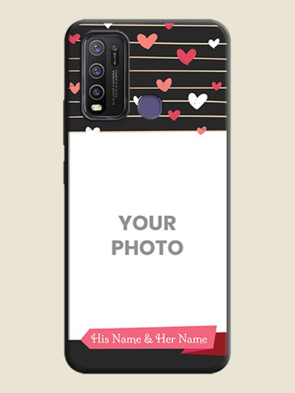 Custom Love Pattern with Name on Pink Ribbon  - Photo on Space Black Soft Matte Back Cover - Vivo Y50 - alternate view