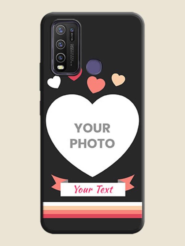 Custom Love Shaped Photo with Colorful Stripes on Personalised Space Black Soft Matte Cases - Vivo Y50 - alternate view