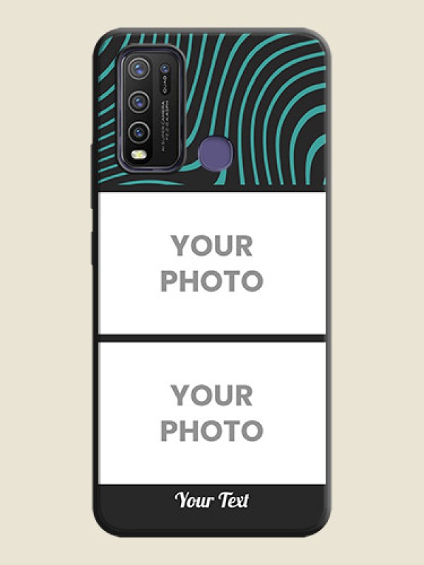 Custom Wave Pattern with 2 Image Holder on Space Black Personalized Soft Matte Phone Covers - Vivo Y50 - alternate view