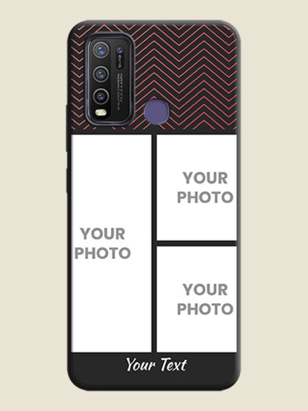 Custom Wave Pattern with 3 Image Holder on Space Black Custom Soft Matte Back Cover - Vivo Y50 - alternate view
