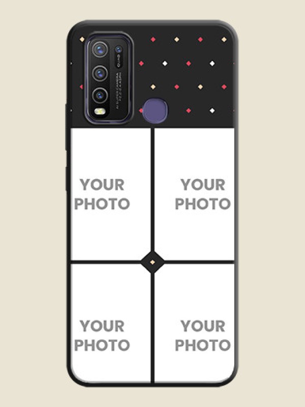 Custom Multicolor Dotted Pattern with 4 Image Holder on Space Black Custom Soft Matte Phone Cases - Vivo Y50 - alternate view