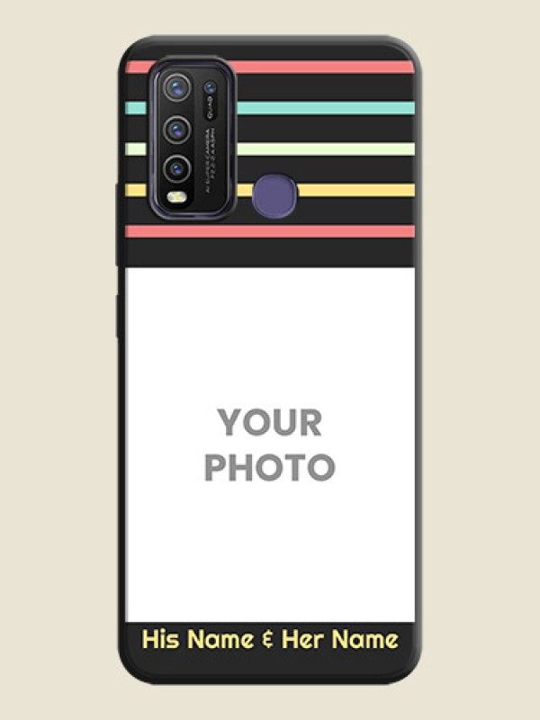 Custom Color Stripes with Photo and Text - Photo on Space Black Soft Matte Mobile Case - Vivo Y50 - alternate view