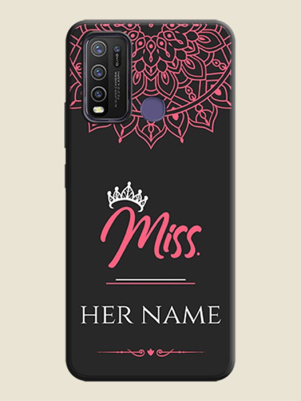 Custom Mrs Name with Floral Design on Space Black Personalized Soft Matte Phone Covers - Vivo Y50 - alternate view