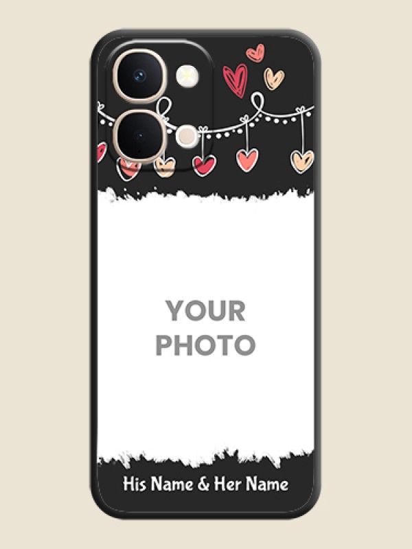 Custom Pink Love Hangings with Name On Space Black Custom Soft Matte Mobile Back Cover - Vivo Y51 Pro 5G - alternate view