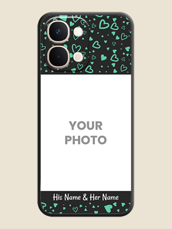 Custom Sea Green Indefinite Love Pattern on Photo On Space Black Custom Soft Matte Mobile Back Cover - Vivo Y51 Pro 5G - alternate view
