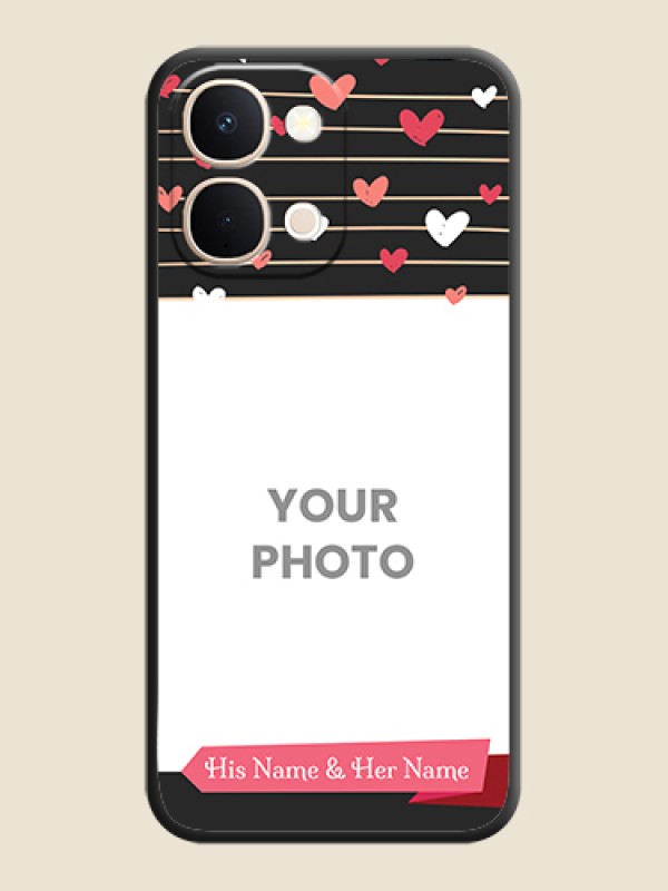 Custom Love Pattern with Name on Pink Ribbon on Photo On Space Black Custom Soft Matte Mobile Back Cover - Vivo Y51 Pro 5G - alternate view
