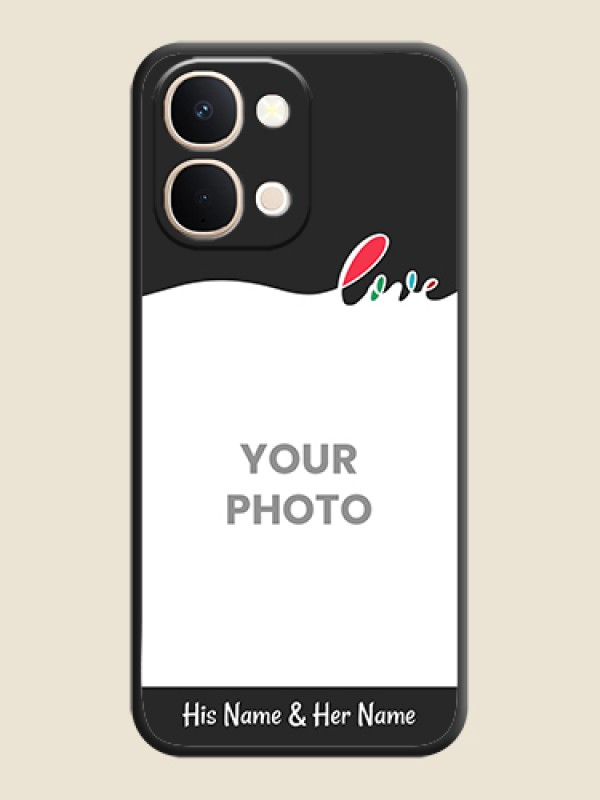 Custom Fall in Love Pattern with Picture on Photo On Space Black Custom Soft Matte Mobile Back Cover - Vivo Y51 Pro 5G - alternate view
