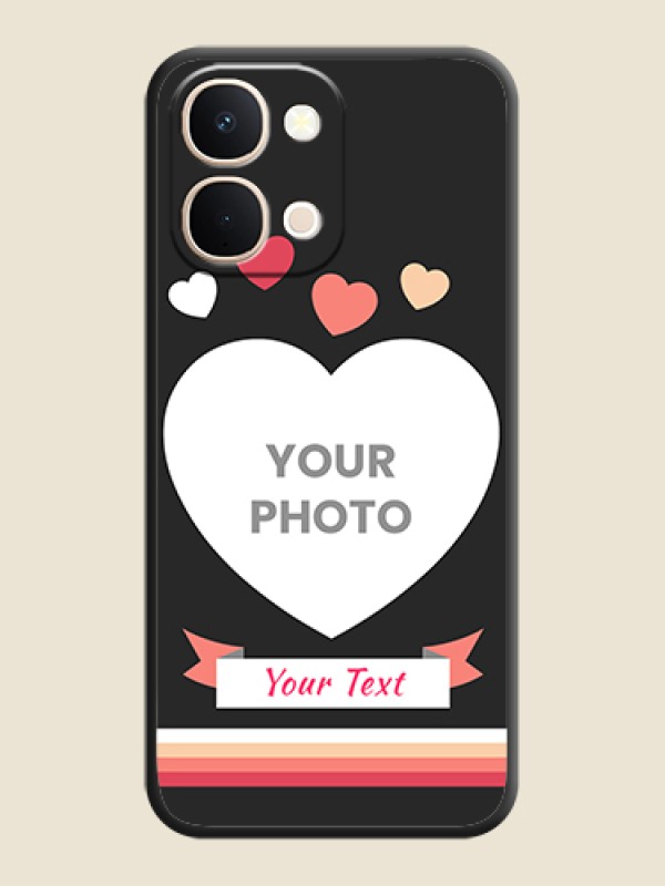 Custom Love Shaped Photo with Colorful Stripes On Space Black Custom Soft Matte Mobile Back Cover - Vivo Y51 Pro 5G - alternate view