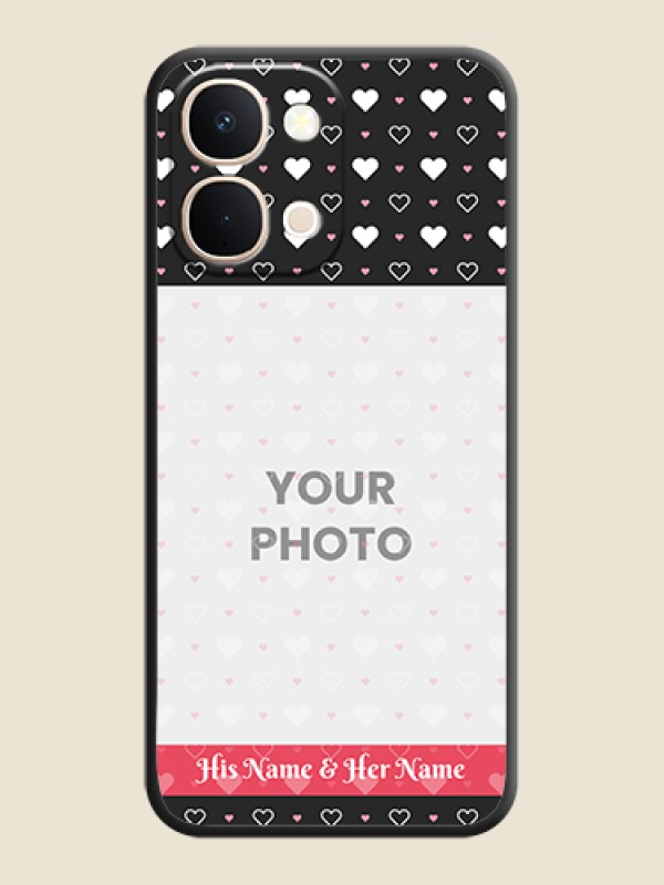 Custom White Color Love Symbols with Text Design on Photo On Space Black Custom Soft Matte Mobile Back Cover - Vivo Y51 Pro 5G - alternate view